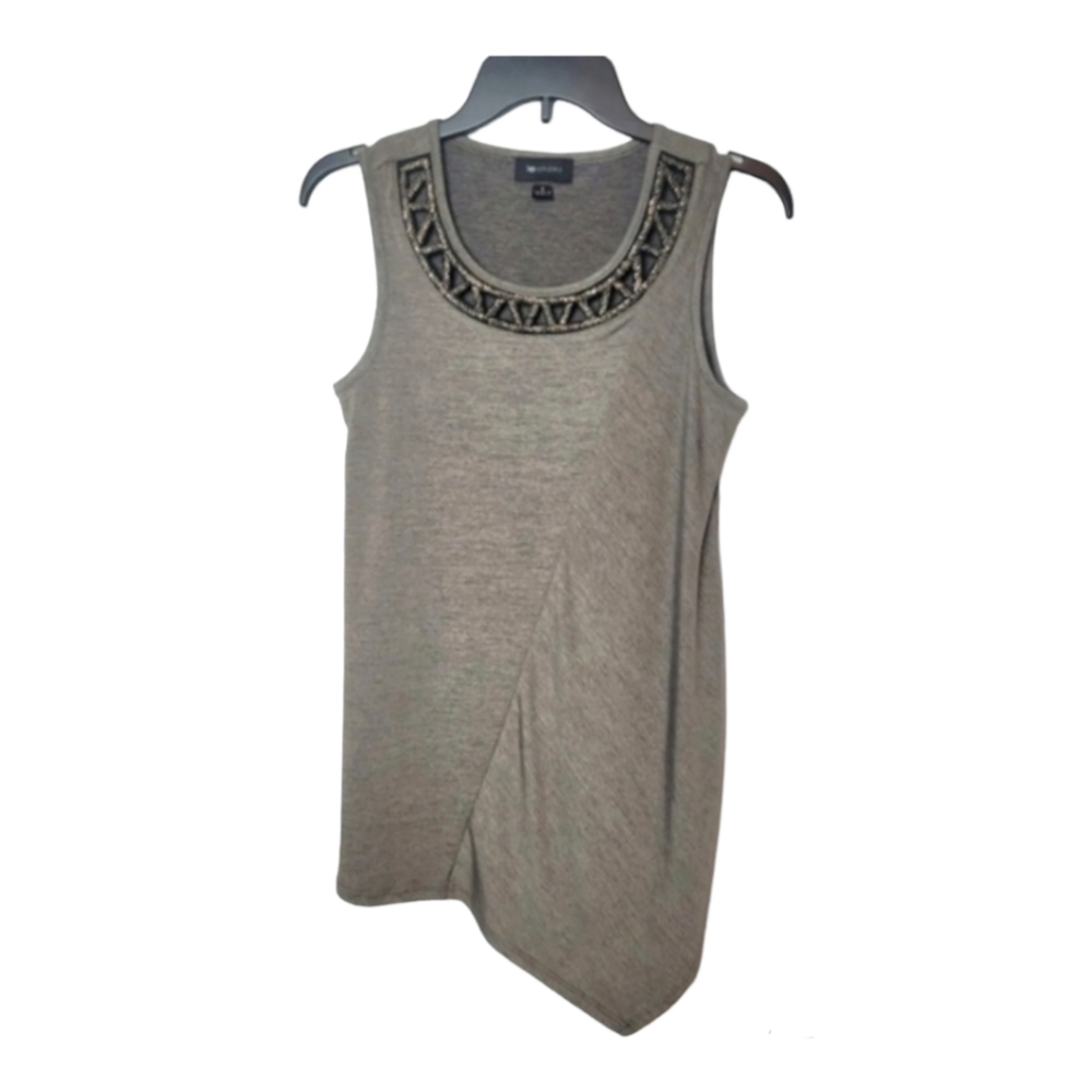 AB STUDIO Women's Small Sleeveless Tank Top Tapered Taupe Spring Summer Career